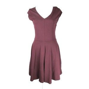 bar lll Maroon Mini Dress S Form Fitting Gold Back Zipper Rayon Blend R155